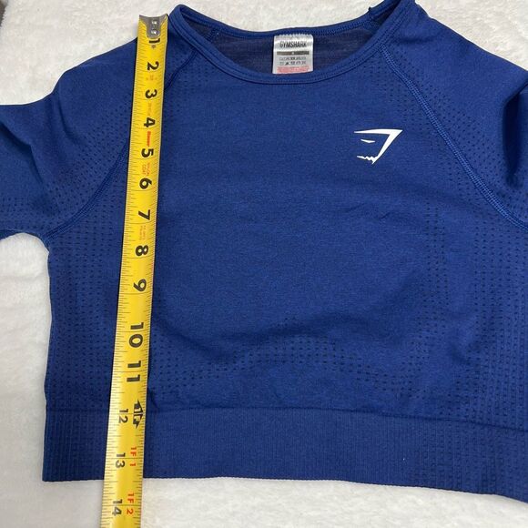 Gymshark Vital Seamless Blue Long Sleeve Crop Top Small Women - Picture 5 of 6